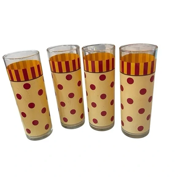 Gail Pittman Siena Tom Collin’s Tumblers Polka Dot Stripes 12 Ounce 6 1/2 in