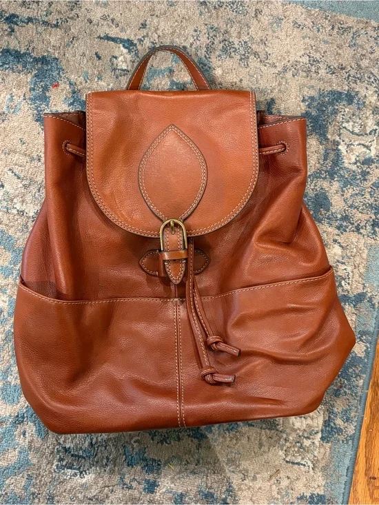 Fossil Luna Leather Drawstring Backpack with Buckle