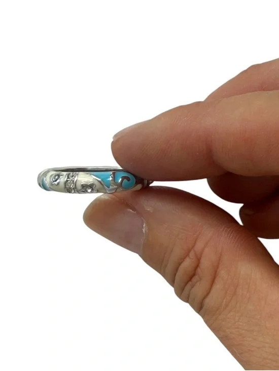 Lauren G Adams Silver and Turquoise Enamel Ring - size 7