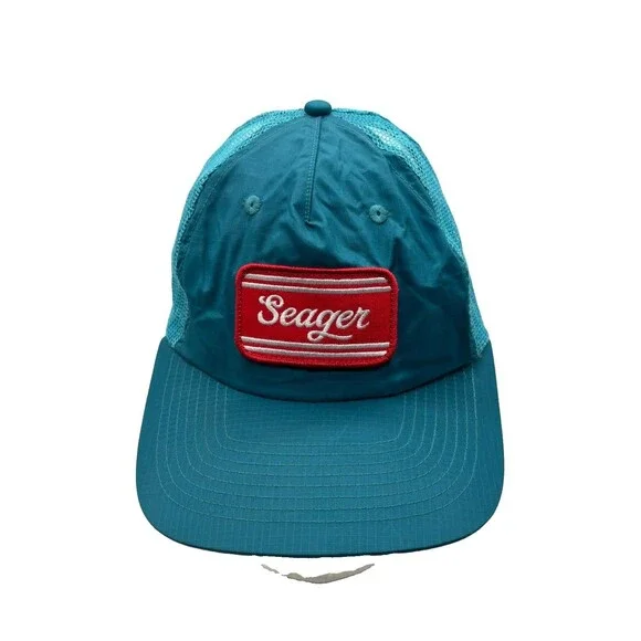Seager Co Waylon Hat Teal Blue Nylon Mesh Trucker Snapback Cap Western Surf Mens