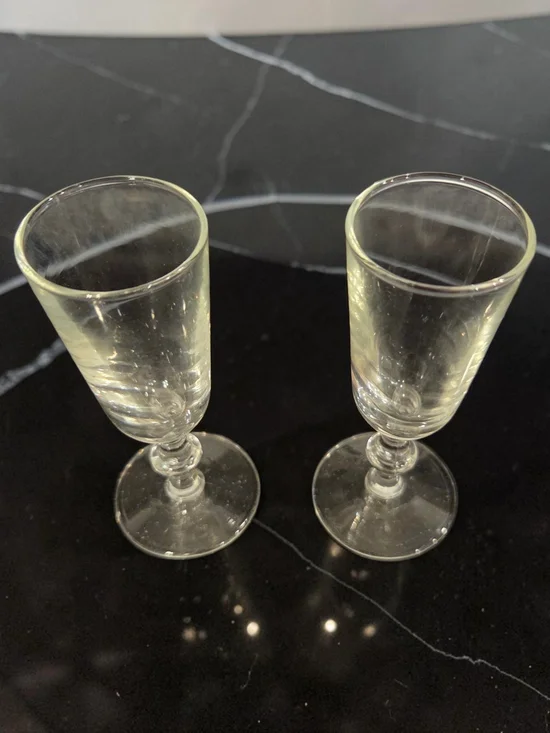 Vintage Clear Glass Cordial Stemware - Set of 2 - 2oz Each