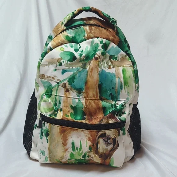 Sloth Water Color Adjustable School Overnight Backpack Jungle Zoo READ