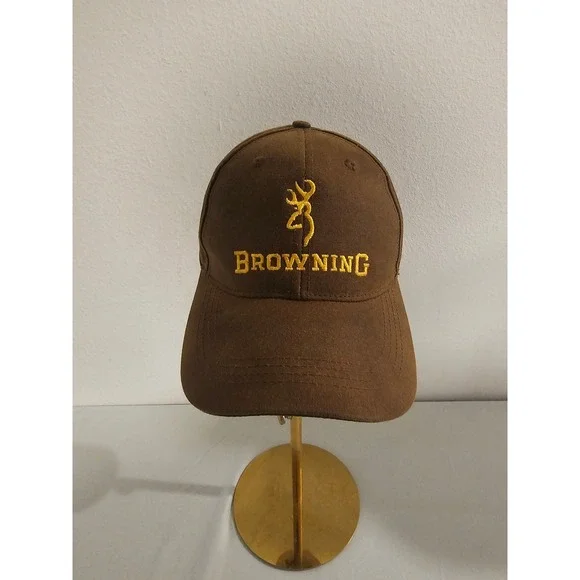 Browning Mens Brown Cotton Embroidered Logo Baseball Cap Adjustable Hat OSFA