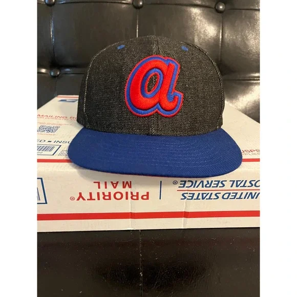 New Era 59FIFTY Atlanta Braves Cooperstown Black Denim Fitted Hat‎