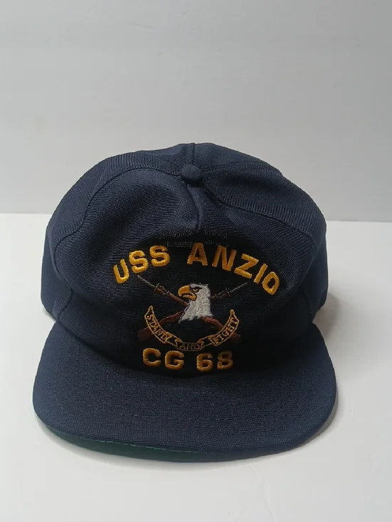 US Navy USS Anzio CG 68 Guided Missle Ship Snapback Cap Blue Embroidered‎ USA