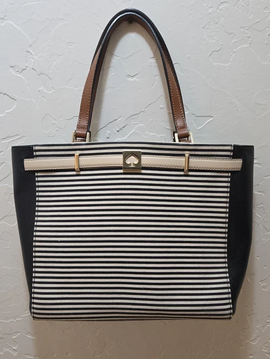 Kate Spade Houston Street Leo Striped Leather Satchel Tote