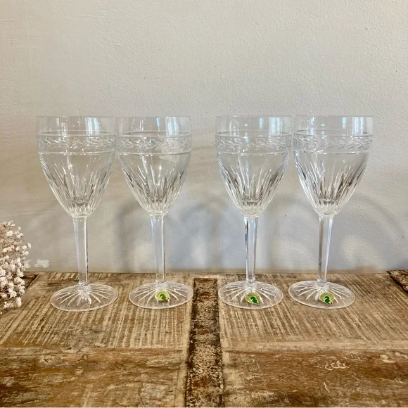 Set of 4 Waterford Laurel Water Goblets 8.5” Tall Crystal Made in Germany