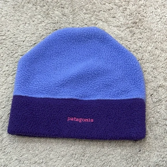 Vintage 2000 Patagonia Two-Tone Synchilla Fleece Beanie Cap Purple USA MADE