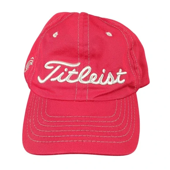 Titleist Golf Hat Cap Red Adjustable Embroidered Logo Mens‎