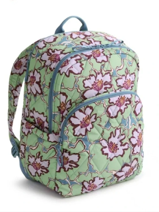 Vera Bradley Green Floral Essential Large Backpack-NWT