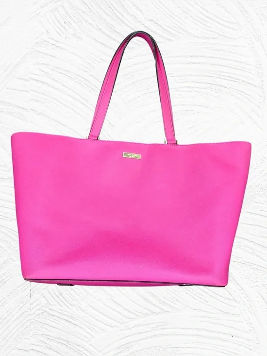 Kate Spade NY Newbury Lane Jules Pink Leather Large Tote Hot Barbie Pink