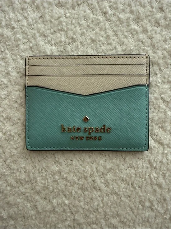 kate spade Two-Tone Mint and Beige Card Holder