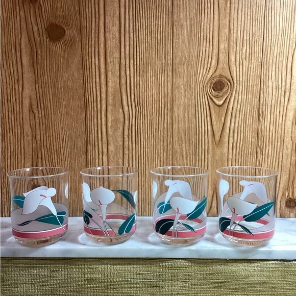Rare Retro Vtg 1980’s Culver Nouveau Encounters Acrylic Whiskey Glasses set of 4