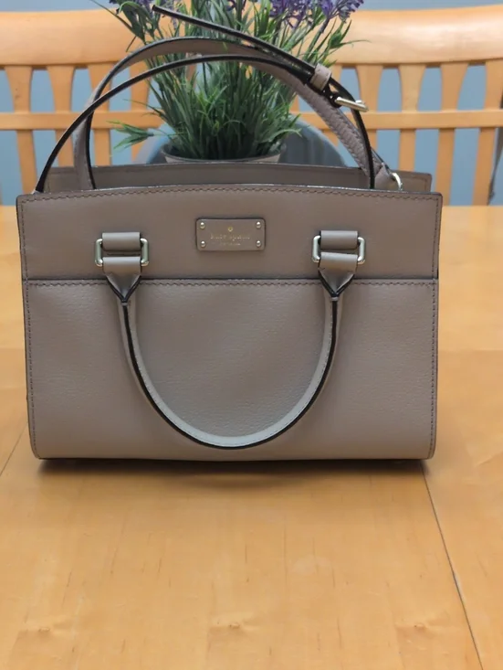 kate spade Madison Taupe leather satchel/crossbody with gold hardware