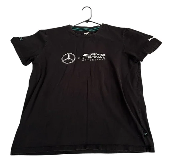Mercedes Benz AMG Petronas F1 Puma Men's XL Logo T-Shirt - Black/Silver/Green