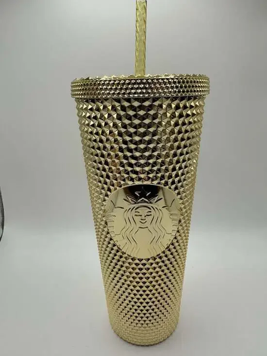 Starbucks 24oz Metallic Gold Studded Tumbler Cold Cup
