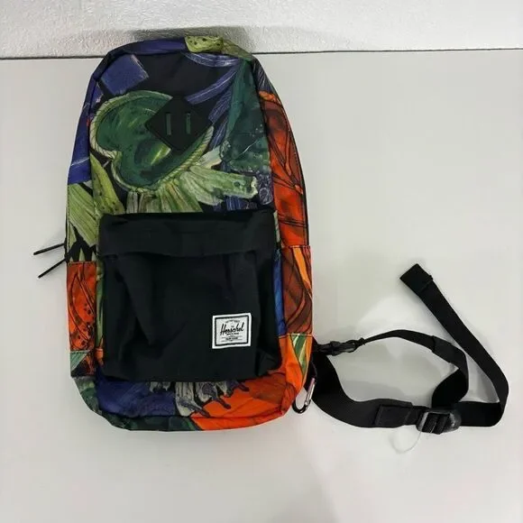 Hershel Green, Blue, & Orange Tropical Print Sling‎ Backpack Bag