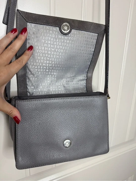 KATE SPADE ♠️ Gray Suede & Leather Crossbody Bag - 6 x 8” inches