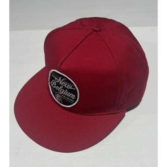 New Belgium Brewing Red Snapback Hat Employee Owned Cotton Cap
