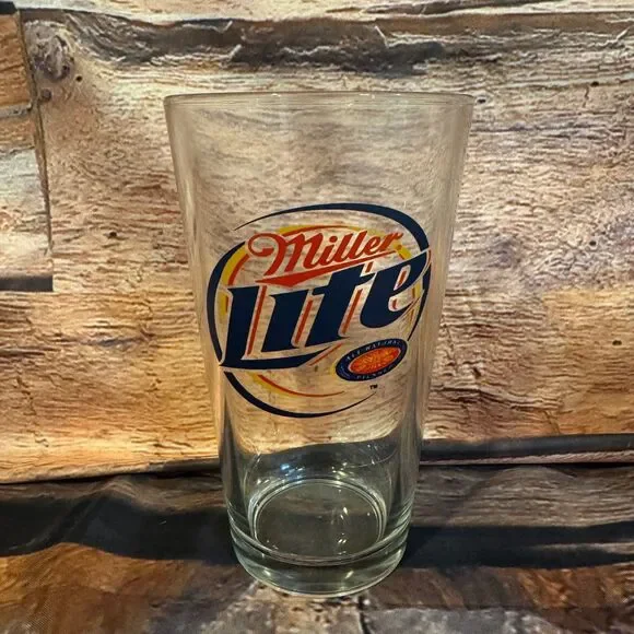 Miller Lite Drinking Glass Pint Beer Logo Clear 5.75