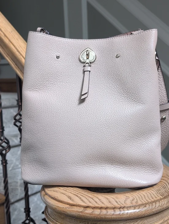 Kate Spade Marti Pebbled Leather Bucket Bag in Taupe