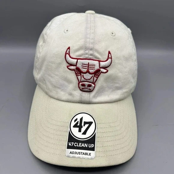 Chicago Bulls Hat Men White Red Embroidered 47‎ Brand Strap Back Cap Cotton
