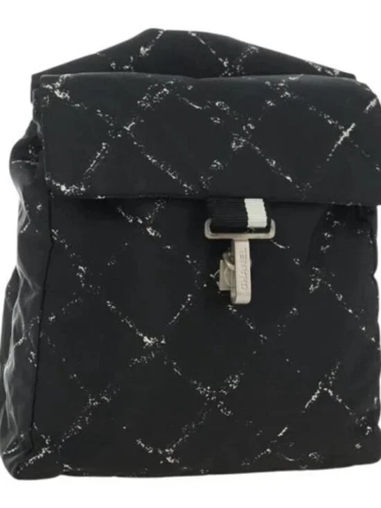 CHANEL New Travel line Backpack Nylon Black CC Auth BA12647V