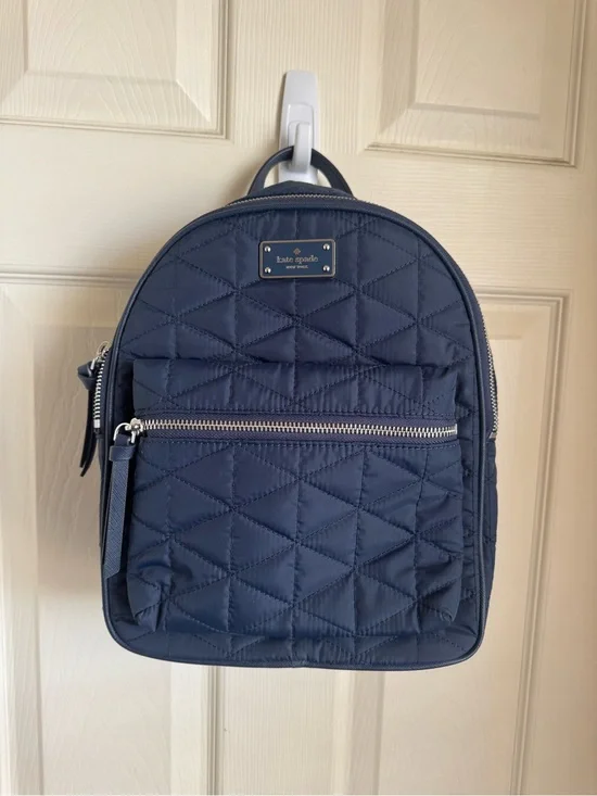 Kate Spade Mini Quilted Navy Blue Backpack