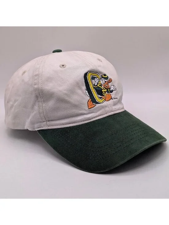 Vintage Oregon Ducks Hat Cap Disney Donald Duck Strap Back Green Colorful Retro