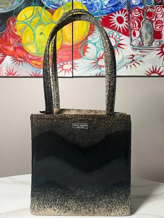 Kate Spade Vintage Mohair Chevron Sam Tote Bag 90s Y2K RARE
