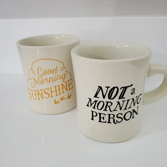 Funny Coffee Mug Set Good Morning Sunshine Not a Morning Person Pair Gift