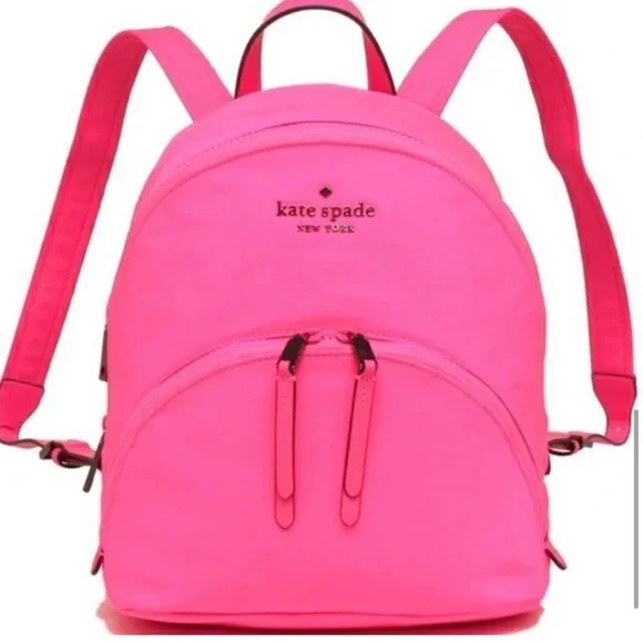 Kate Spade Nylon Medium Neon 3 Compartment Backpack Radiant Pink
