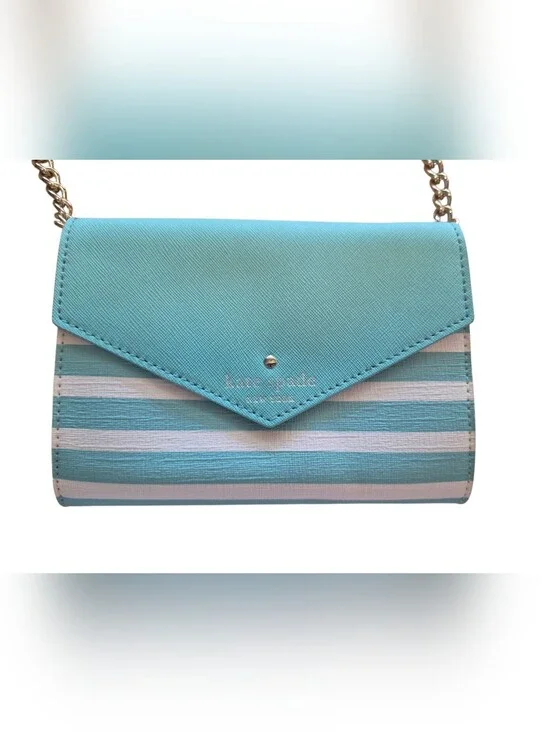 Kate Spade New York Fairmont Mint/Cream Stripe Detachable Strap Small Crossbody