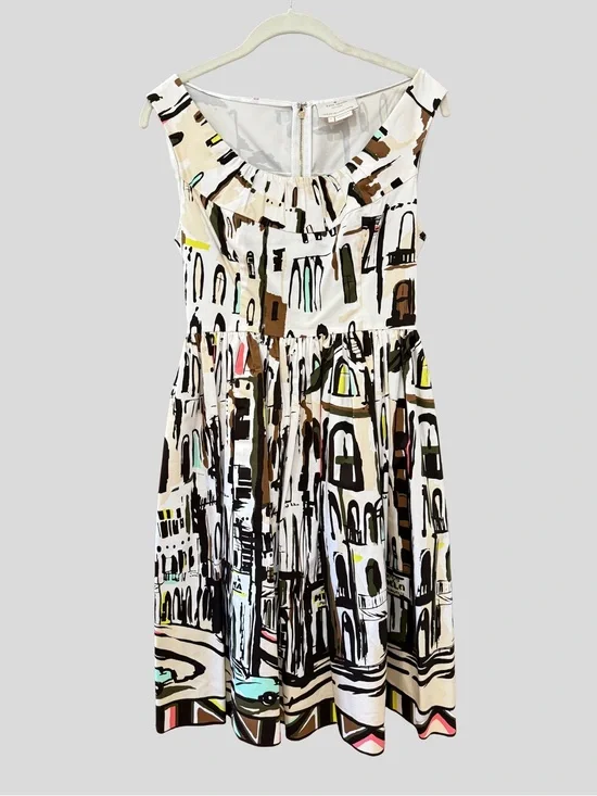 Kate Spade Dress - Havana Houses Print A-Line Style - Size 4 - Like New!
