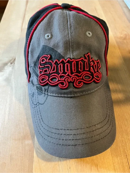 Chase Authentics Nascar Gray and Black Baseball Cap with Red Embroidered 'Smoke’