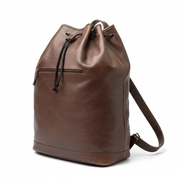 Banana Republic 90s Vintage Brown Pebbled Leather Drawstring‎ Backpack Bag