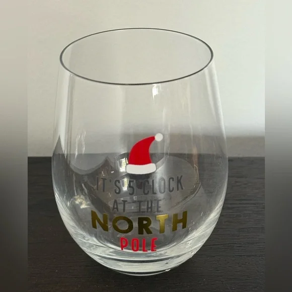 Holiday Boutique Its 5' Clock At The North Pole Christmas Wine Glass