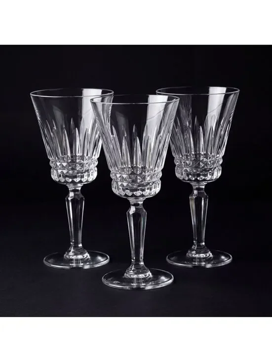 Vintage Set of 3 Mikasa Wimbledon Crystal Water Goblets Stemware 7.5
