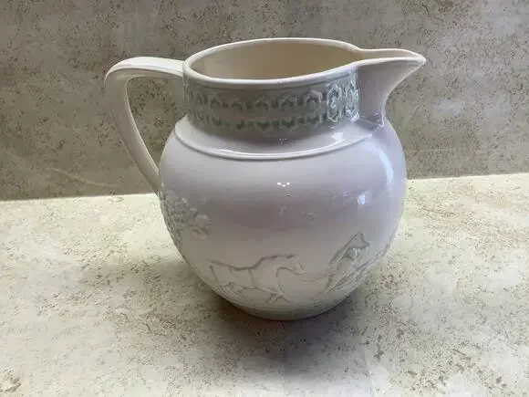 Vintage Wedgwood Pitcher With Embossed Fox Hunting Scene