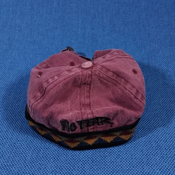 Vintage 90s No Fear Brimless Docker Cap Hat Skate Surf Tribal Rare Made USA Wine