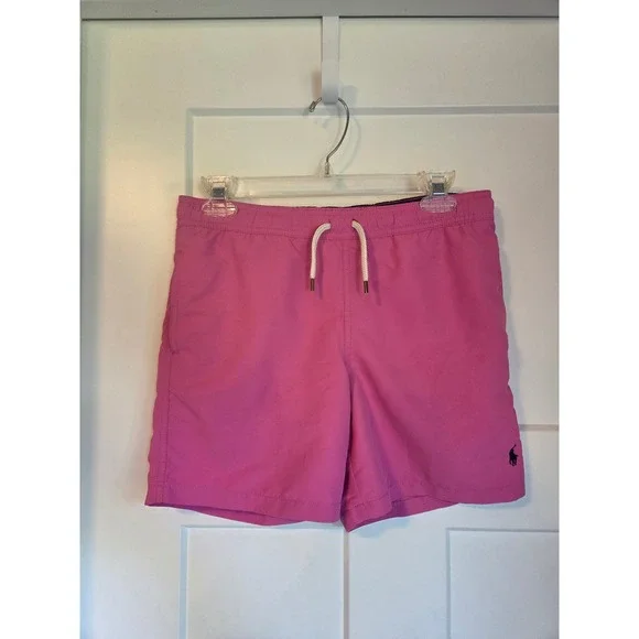 Polo Ralph Lauren Boys Pink Swim Trunks Shorts Pony Logo Size M 10-12
