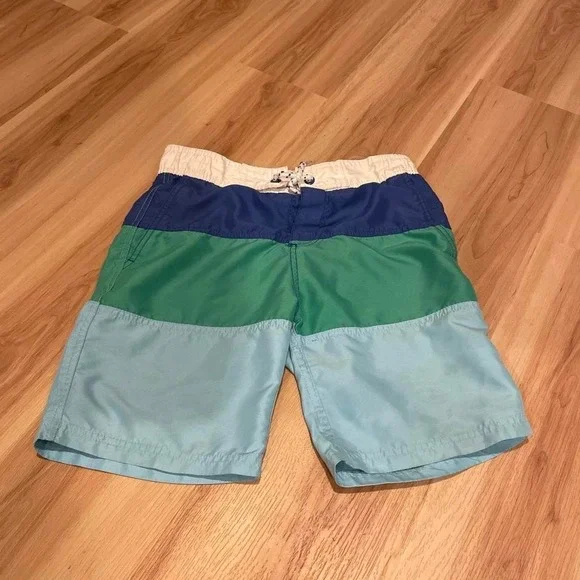 Boden Boys Swim Trunks, Color block, size 11-12yo, elastic waist, pockets
