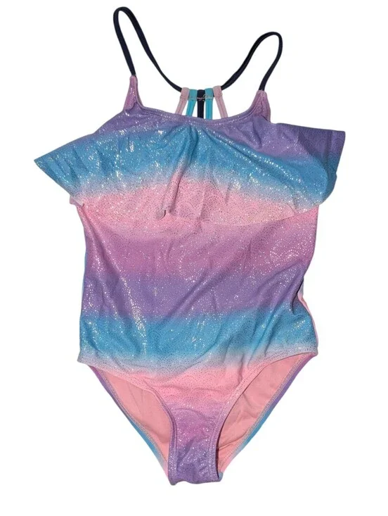 Limited‎ Too Glitter Ombre One Piece Swimsuit Girls 6X Pastel Mermaid Swim Y2K