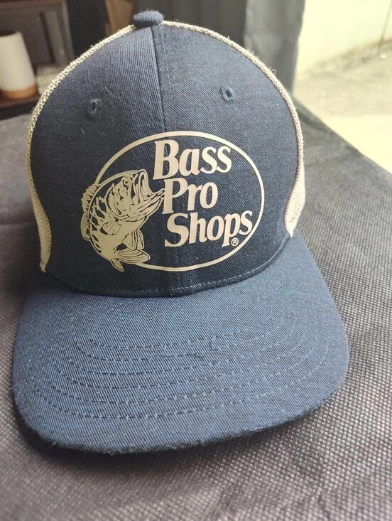 Bass Pro Shops Navy and Cream Logo Trucker Hat
