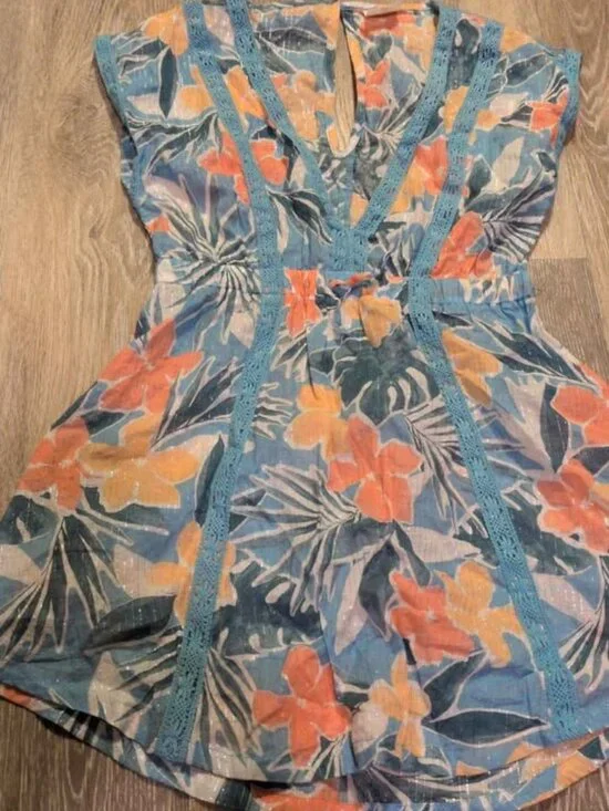 Abercrombie Kids Floral Tropical swim cover up Size 7/8