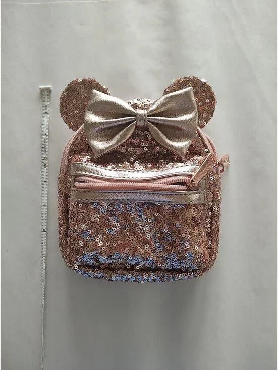 Loungefly Disney Parks Rose Gold Sequin Mini Backpack with Bow and Ears