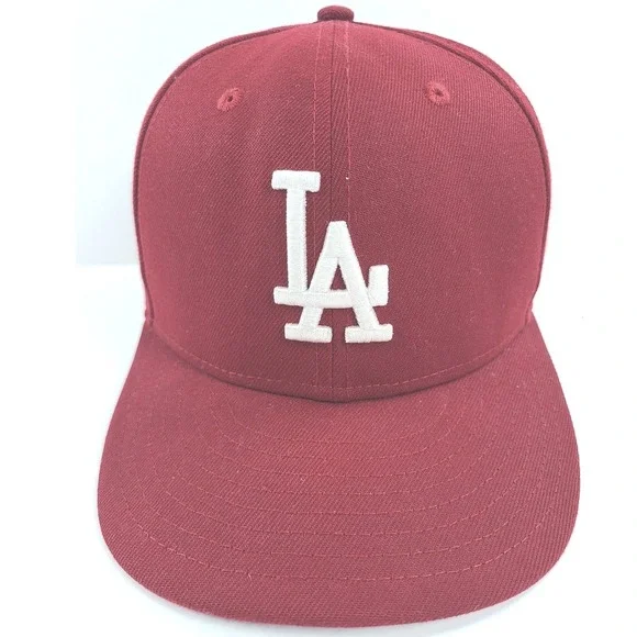 New Era 59FIFTY Los Angeles Dodgers Fitted Hat Size 7‎ Red Cap Baseball Team MLB