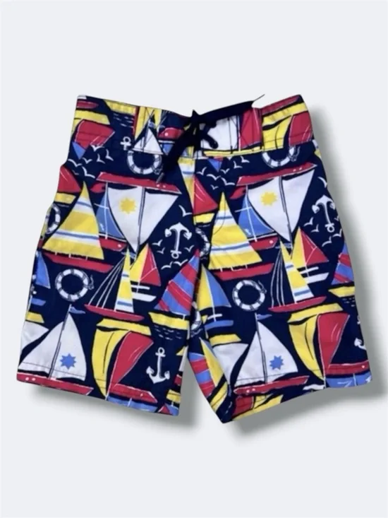 🌵3/$20 Janie and Jack Swim Trunks Boys 2T Nautical Sailboat Print Board Shorts