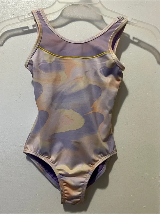 Pastel Swirl One-Piece Bathing Suit - Lavender & Peach Accent