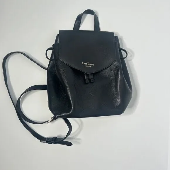 Kate Spade Black Saffiano Leather Flap Backpack